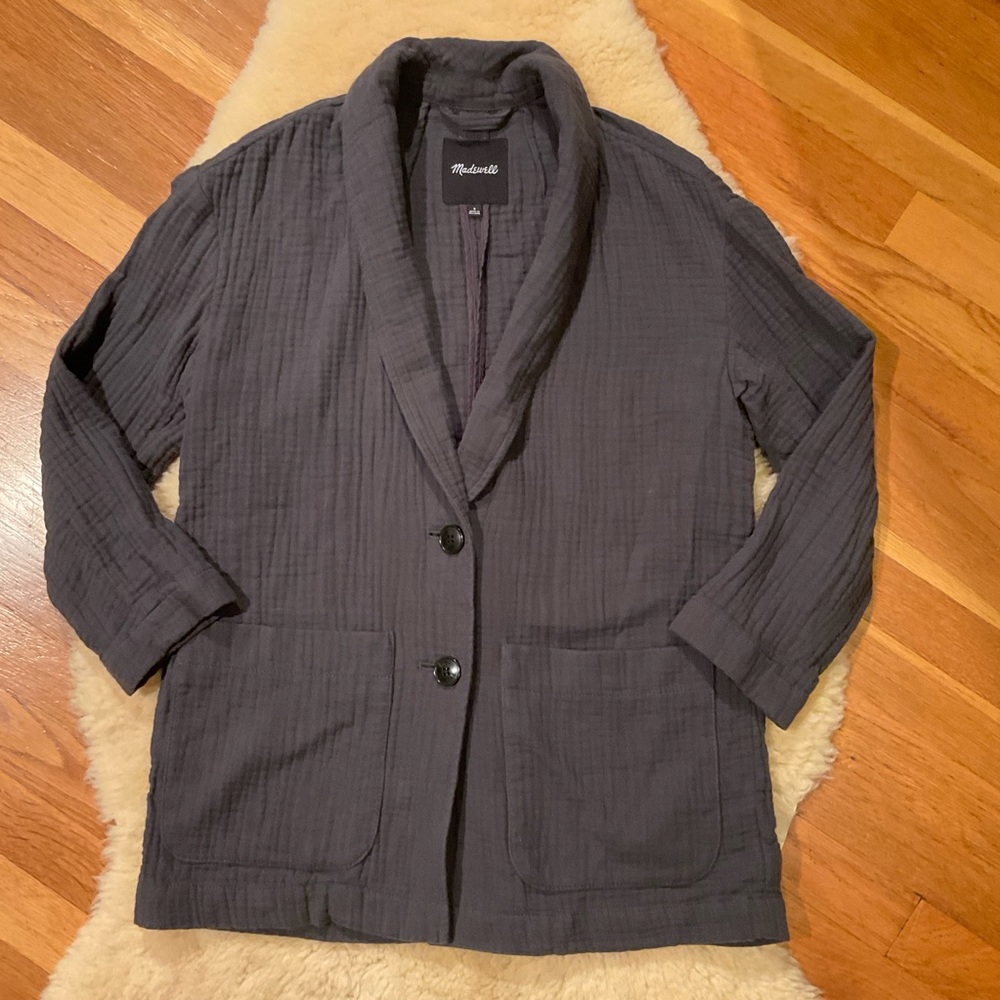 Madewell charcoal grey Lightspun cotton Dorset blazer